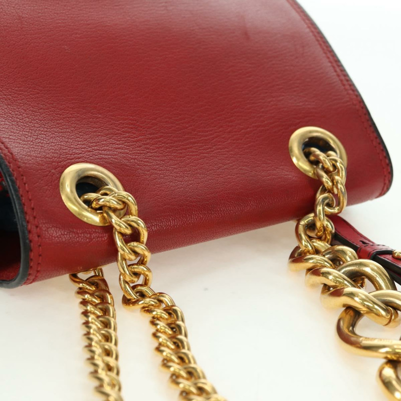 【日本直送】Miu Miu 鏈條大麗花單肩包 皮革 紅色 金色 正品 177448A-6