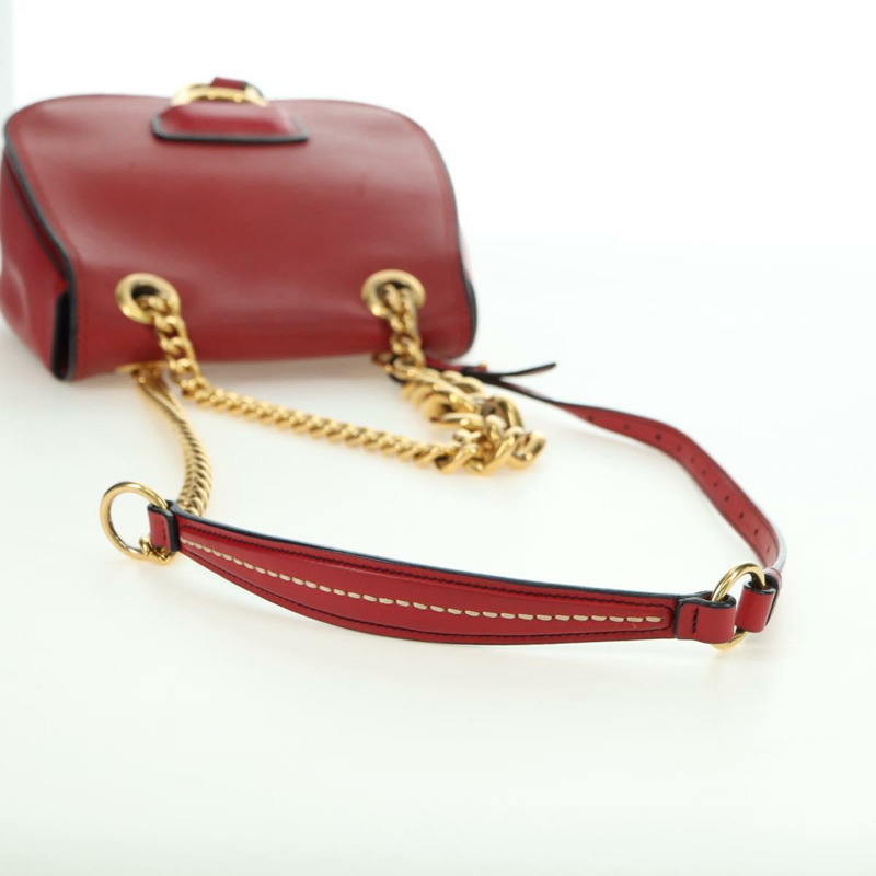 【日本直送】Miu Miu 鏈條大麗花單肩包 皮革 紅色 金色 正品 177448A-9