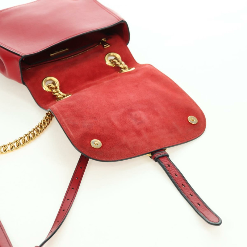 【日本直送】Miu Miu 鏈條大麗花單肩包 皮革 紅色 金色 正品 177448A-22