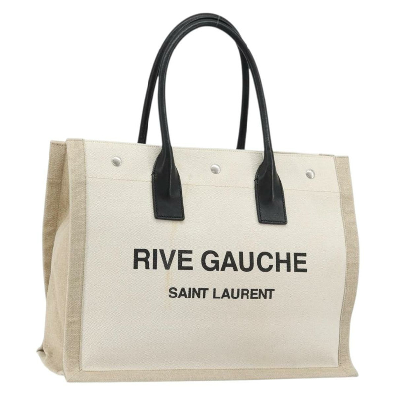 【日本直送】SAINT LAURENT Cabas Rive Gauche 包帆布米色銀色 123435 正品 BA12394A-0