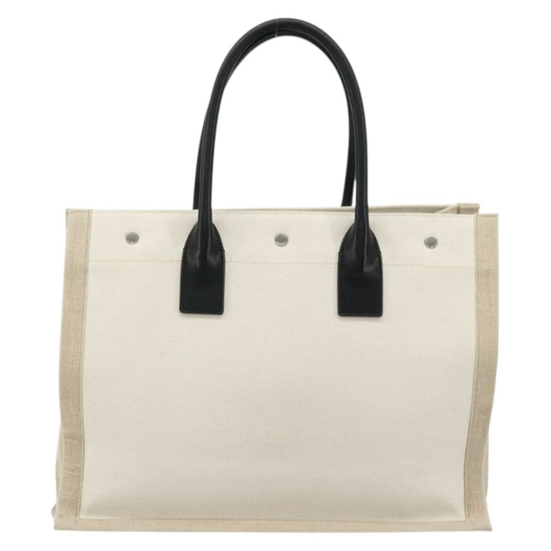 【日本直送】SAINT LAURENT Cabas Rive Gauche 包帆布米色銀色 123435 正品 BA12394A-1