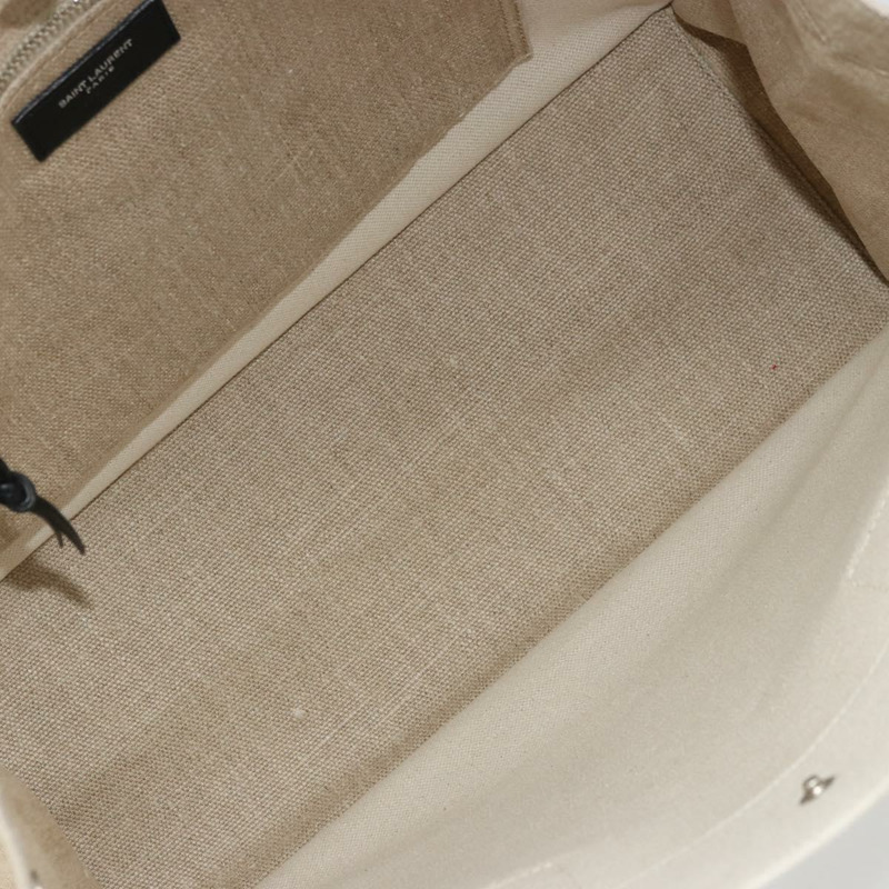 【日本直送】SAINT LAURENT Cabas Rive Gauche 包帆布米色銀色 123435 正品 BA12394A-10