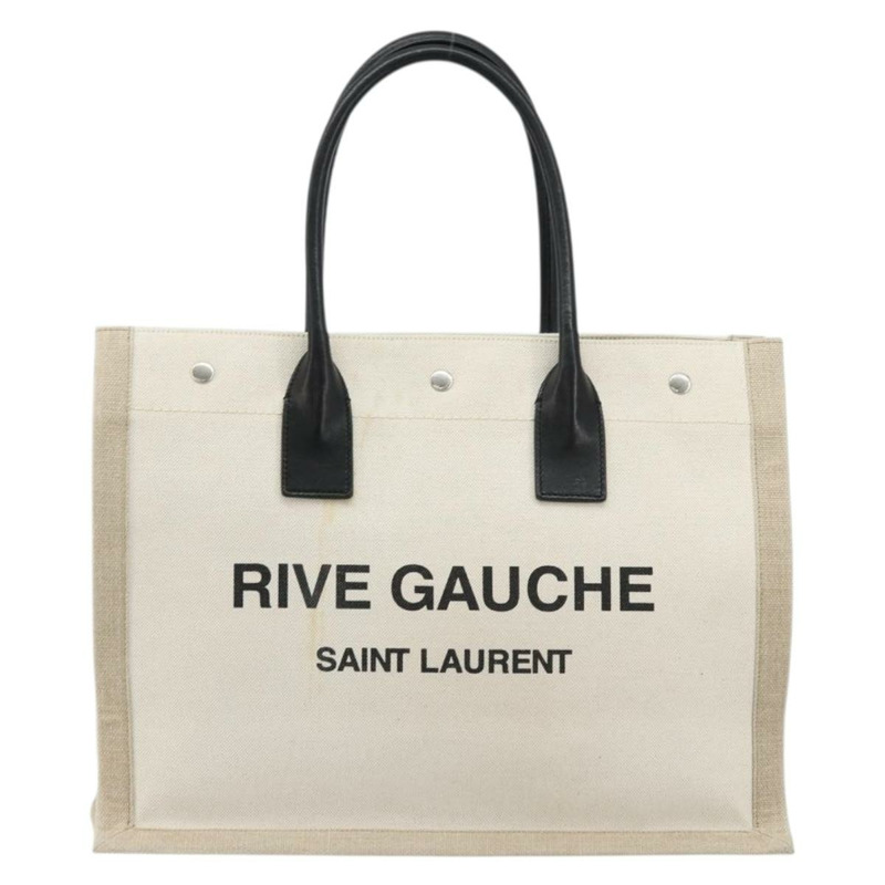 【日本直送】SAINT LAURENT Cabas Rive Gauche 包帆布米色銀色 123435 正品 BA12394A-12
