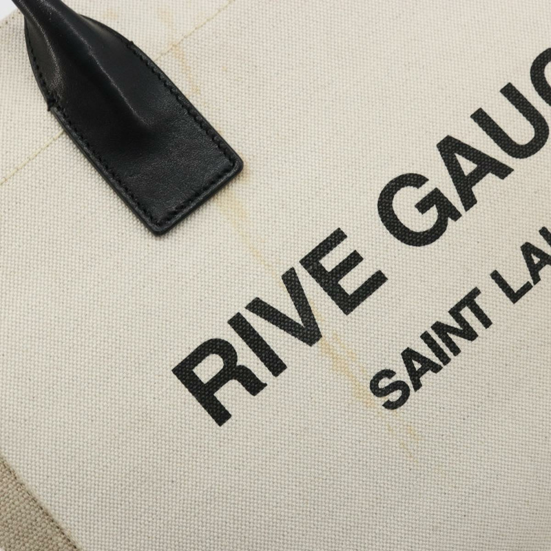 【日本直送】SAINT LAURENT Cabas Rive Gauche 包帆布米色銀色 123435 正品 BA12394A-17
