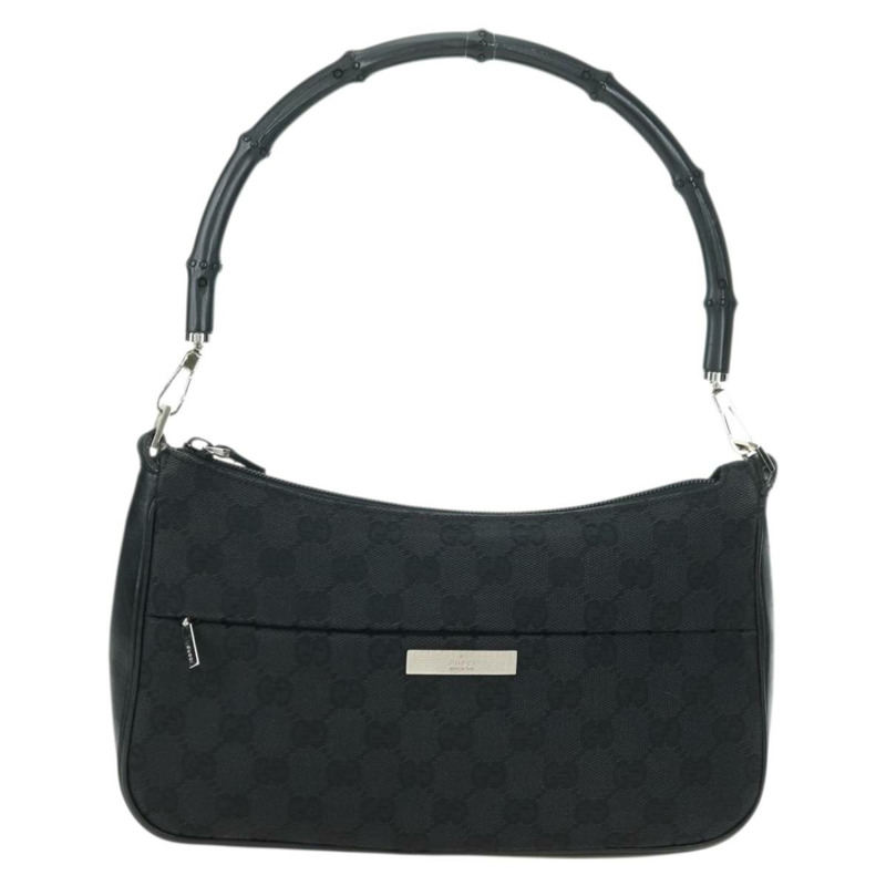 【日本直送】GUCCI 竹節 GG 帆布手提包 黑色 銀色 001 3865 正品 am11509A-1