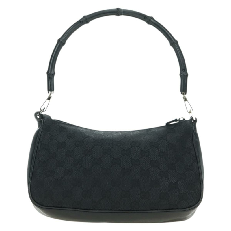 【日本直送】GUCCI 竹節 GG 帆布手提包 黑色 銀色 001 3865 正品 am11509A-2