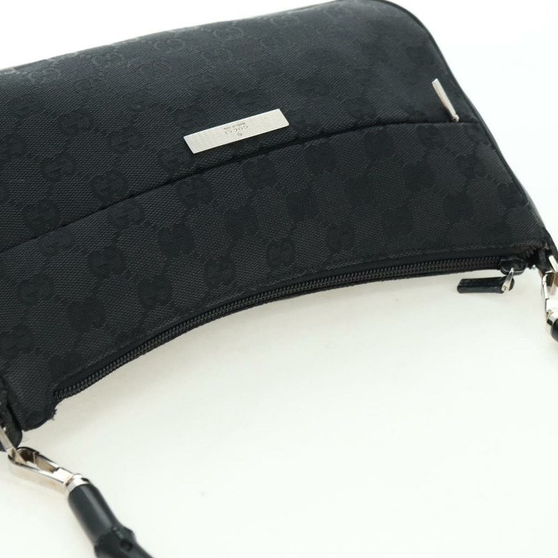 【日本直送】GUCCI 竹節 GG 帆布手提包 黑色 銀色 001 3865 正品 am11509A-5