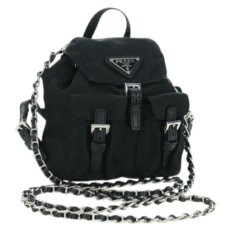 【日本直送】PRADA 尼龍黑色銀色鏈條單肩包 正品 AMZ520M-0