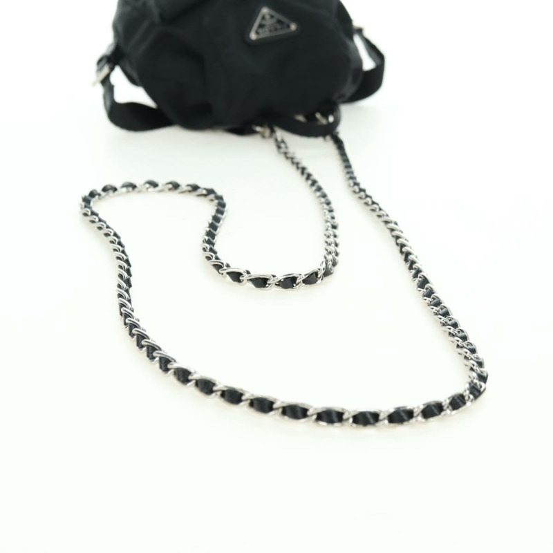 【日本直送】PRADA 尼龍黑色銀色鏈條單肩包 正品 AMZ520M-7