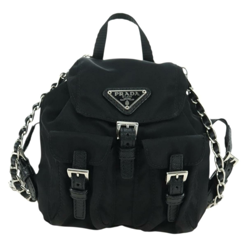 【日本直送】PRADA 尼龍黑色銀色鏈條單肩包 正品 AMZ520M-12
