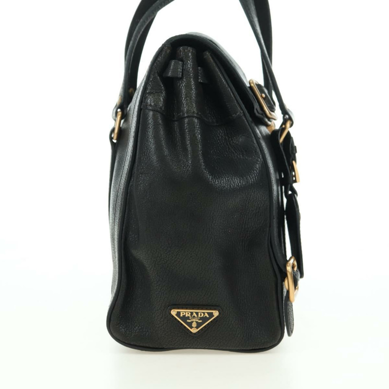 【日本直送】PRADA 托特包 皮革 黑色 金色 正品 177678V-3