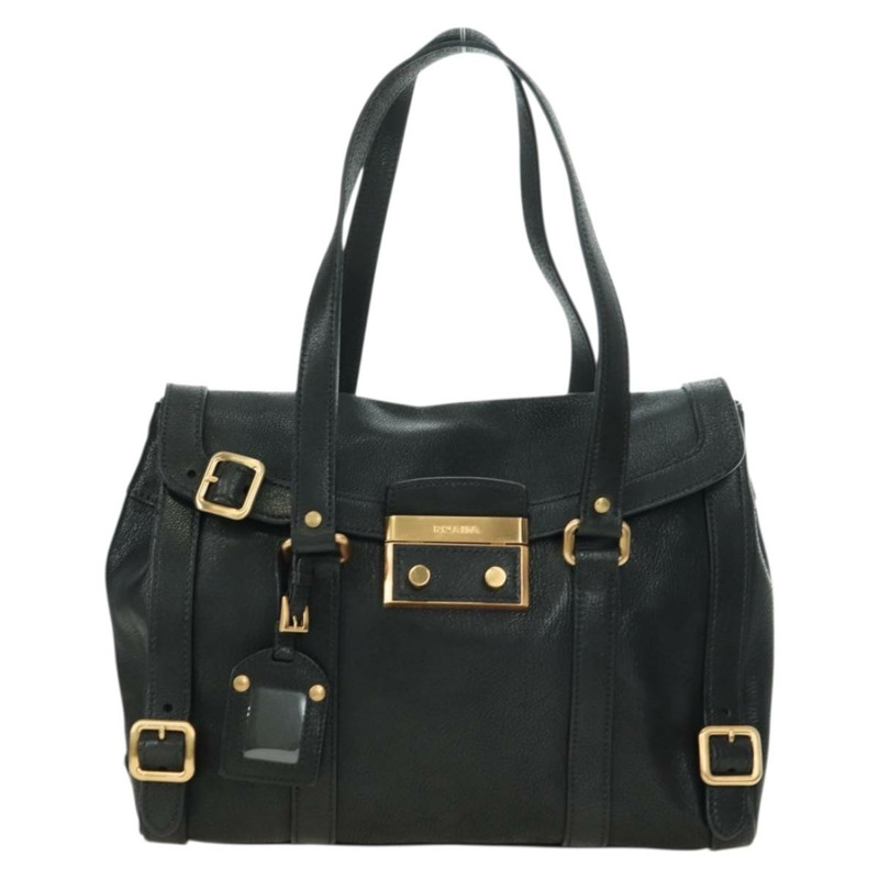 【日本直送】PRADA 托特包 皮革 黑色 金色 正品 177678V-12