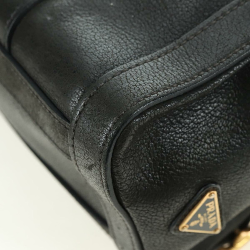 【日本直送】PRADA 托特包 皮革 黑色 金色 正品 177678V-16