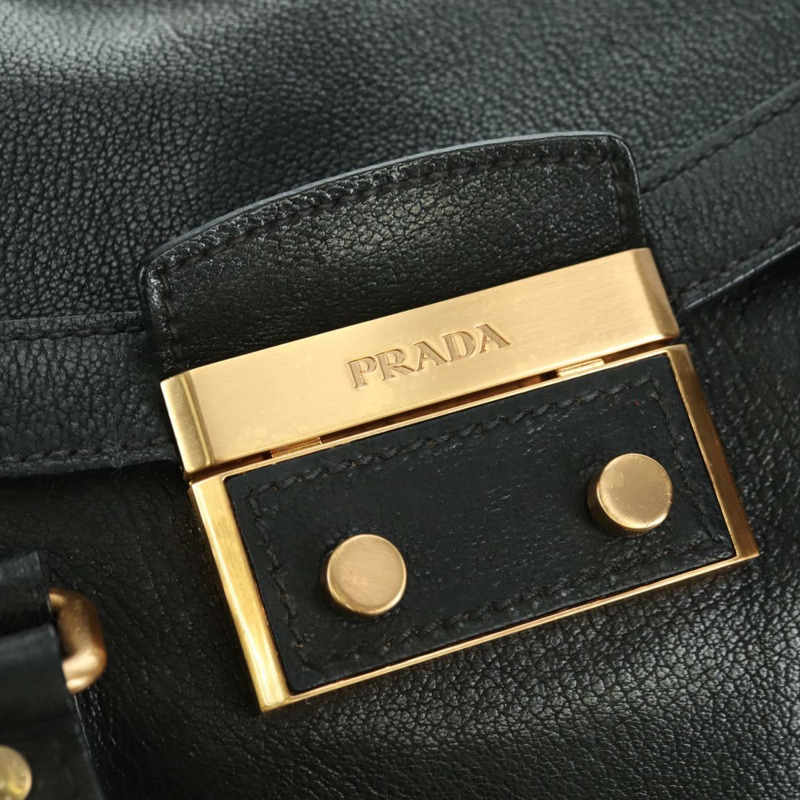 【日本直送】PRADA 托特包 皮革 黑色 金色 正品 177678V-18