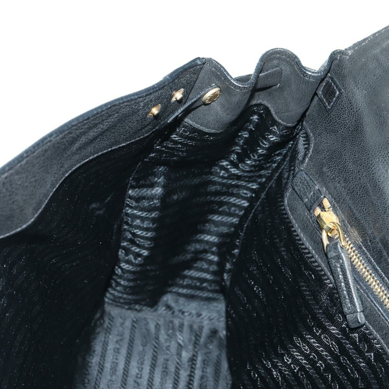 【日本直送】PRADA 托特包 皮革 黑色 金色 正品 177678V-21