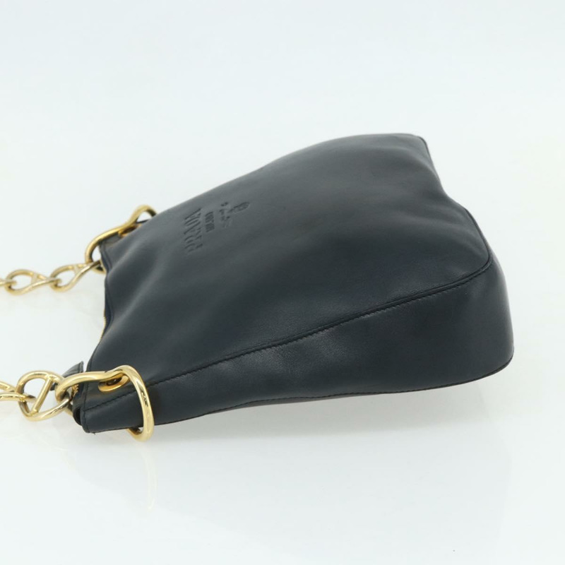 【日本直送】PRADA 鏈條單肩包 皮革 海軍藍 金色 正品 177855A-2