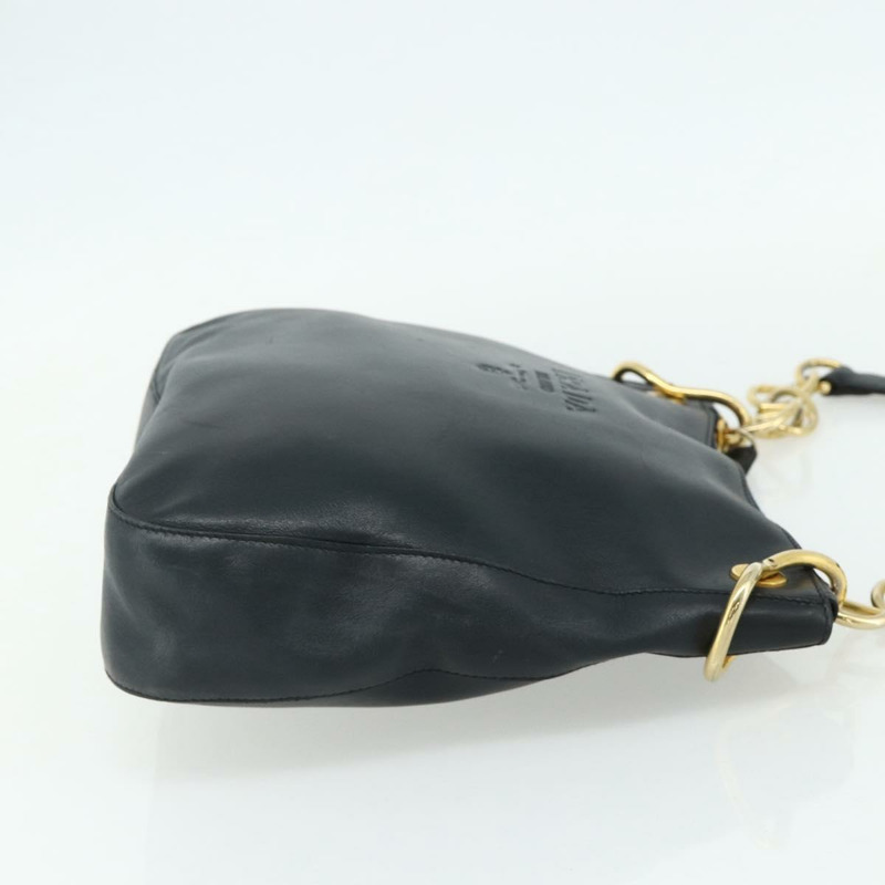 【日本直送】PRADA 鏈條單肩包 皮革 海軍藍 金色 正品 177855A-3