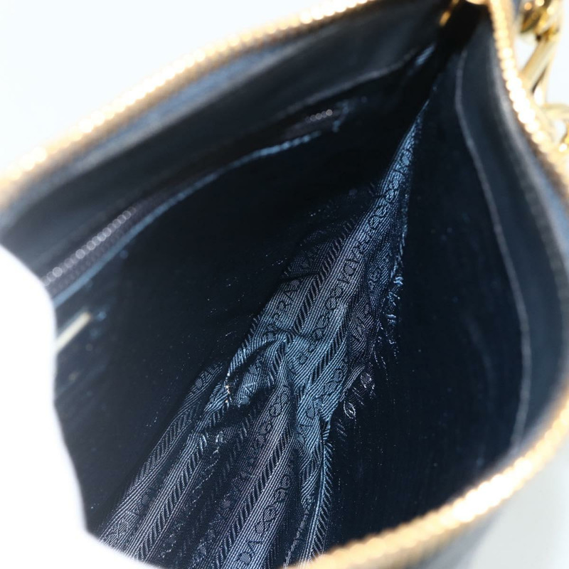 【日本直送】PRADA 鏈條單肩包 皮革 海軍藍 金色 正品 177855A-17