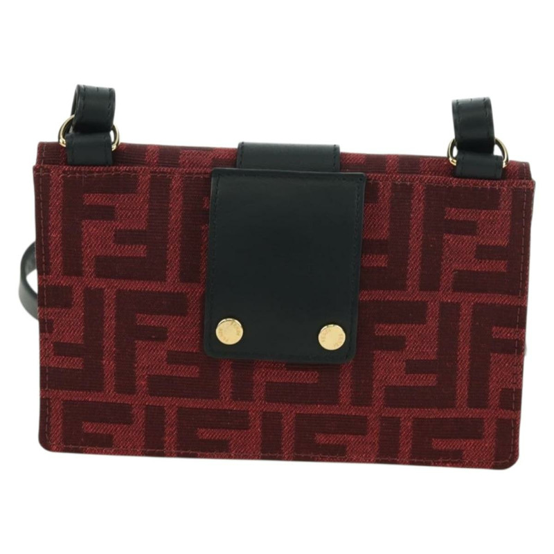 【日本直送】FENDI Zucca帆布法棍纖細單肩包 紅色金色 正品 177965A-1