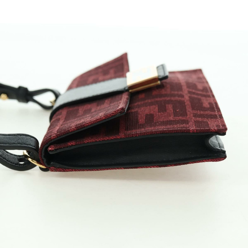 【日本直送】FENDI Zucca帆布法棍纖細單肩包 紅色金色 正品 177965A-2