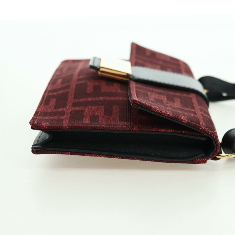 【日本直送】FENDI Zucca帆布法棍纖細單肩包 紅色金色 正品 177965A-3