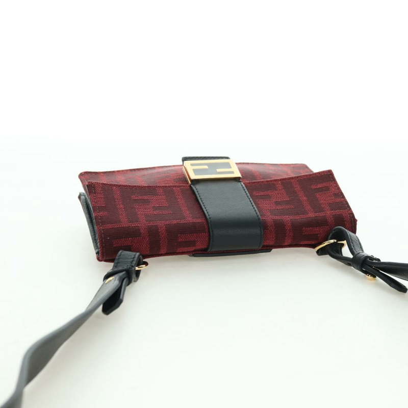 【日本直送】FENDI Zucca帆布法棍纖細單肩包 紅色金色 正品 177965A-5