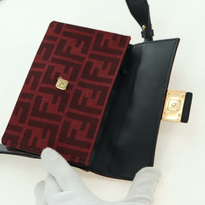 【日本直送】FENDI Zucca帆布法棍纖細單肩包 紅色金色 正品 177965A-9