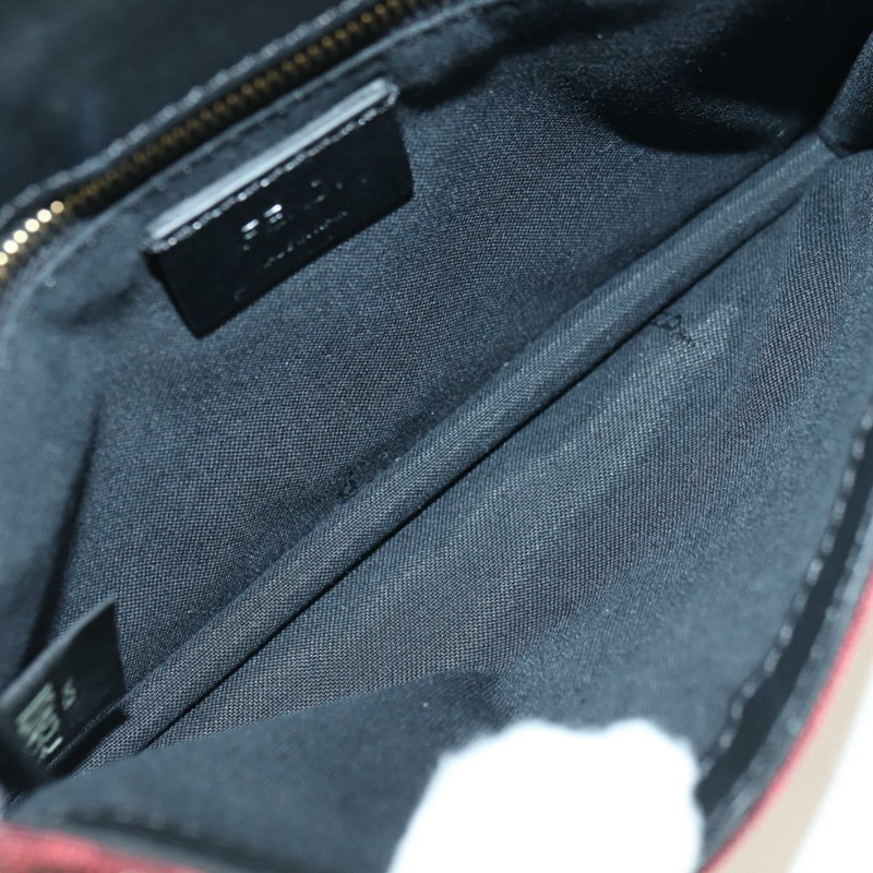【日本直送】FENDI Zucca帆布法棍纖細單肩包 紅色金色 正品 177965A-10