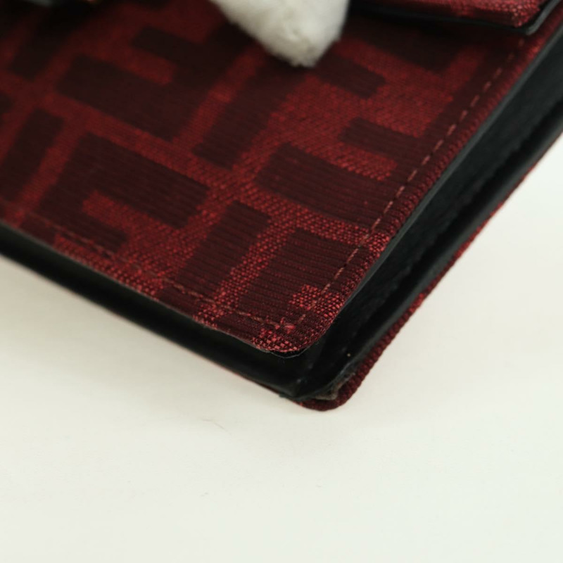 【日本直送】FENDI Zucca帆布法棍纖細單肩包 紅色金色 正品 177965A-14
