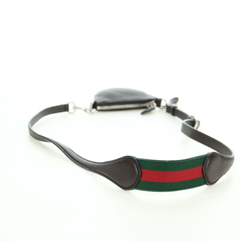 【日本直送】GUCCI 肩包 Web Sherry Line 皮革黑色銀色 821831 Auth 171234A-6