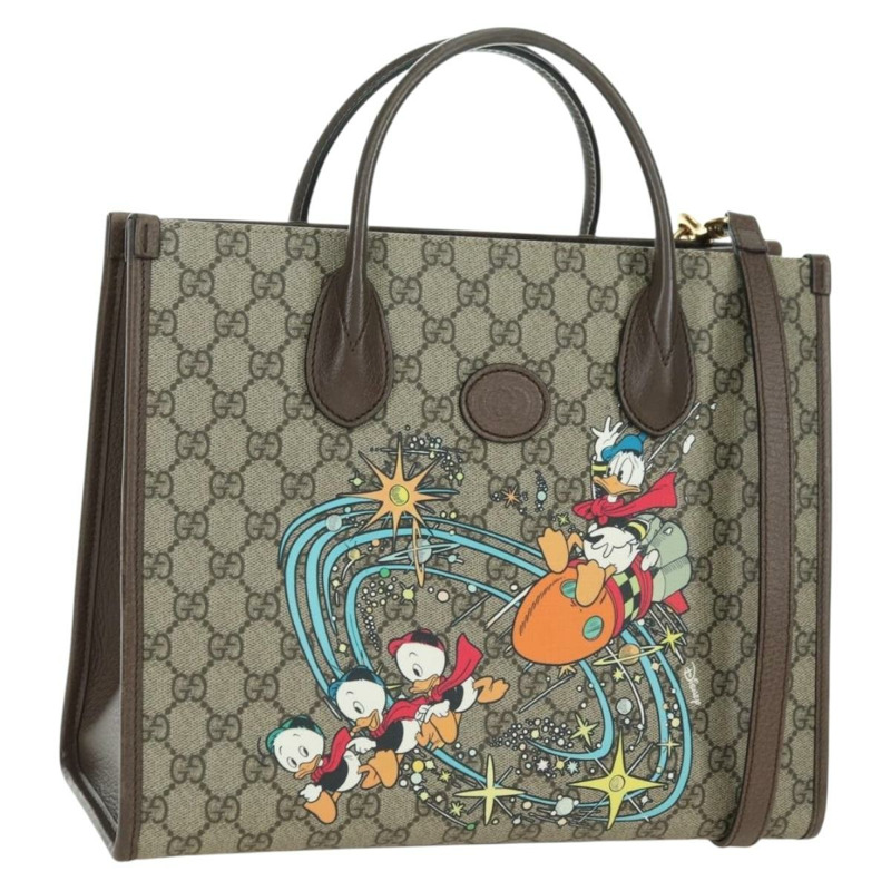 【日本直送】GUCCI GG Supreme 唐老鴨手提包 PVC 兩用 米色/金色 648134 正品 177329M-0