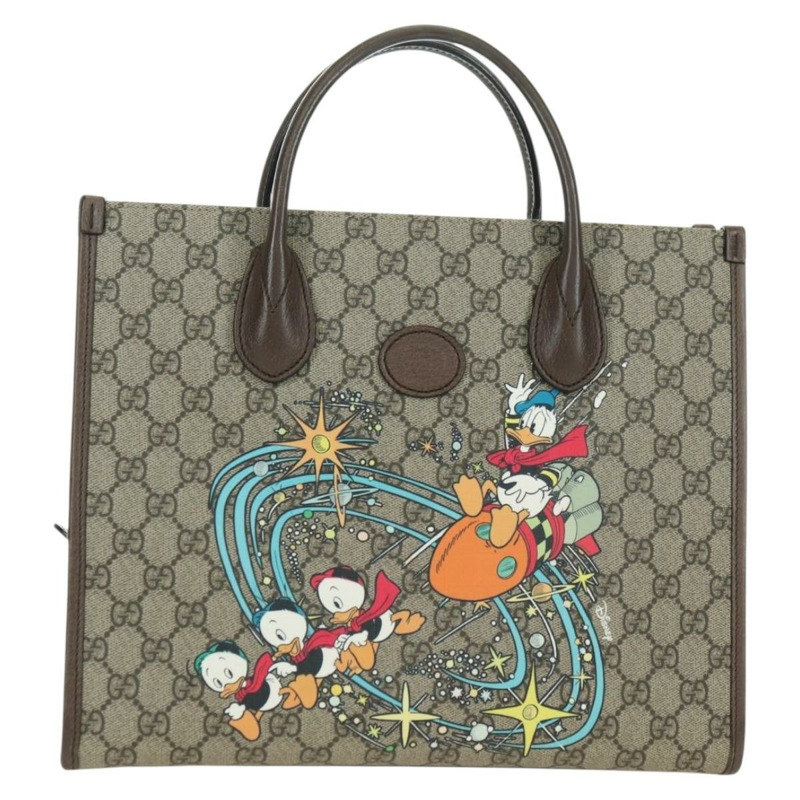 【日本直送】GUCCI GG Supreme 唐老鴨手提包 PVC 兩用 米色/金色 648134 正品 177329M-1
