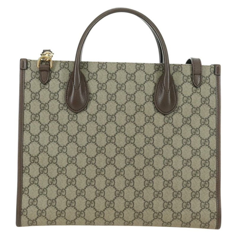 【日本直送】GUCCI GG Supreme 唐老鴨手提包 PVC 兩用 米色/金色 648134 正品 177329M-2
