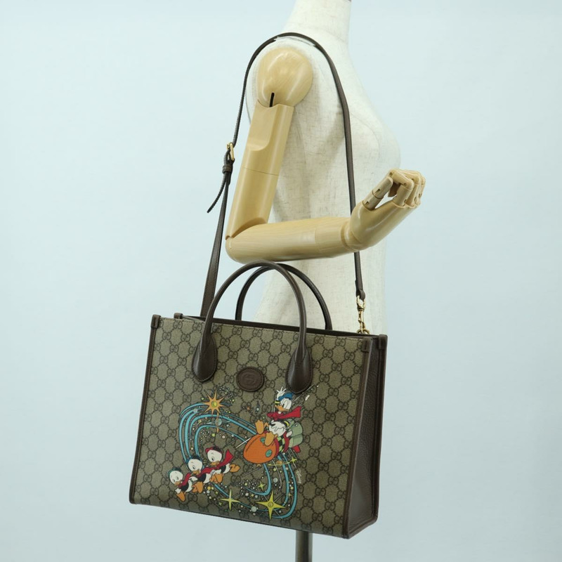 【日本直送】GUCCI GG Supreme 唐老鴨手提包 PVC 兩用 米色/金色 648134 正品 177329M-29