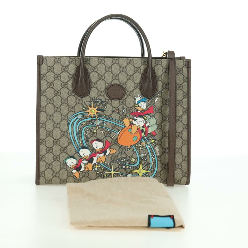 【日本直送】GUCCI GG Supreme 唐老鴨手提包 PVC 兩用 米色/金色 648134 正品 177329M-30