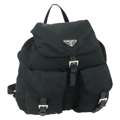 PRADA 雙肩包 尼龍材質 黑色 銀色 正品 178131A