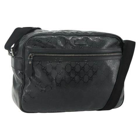 GUCCI GG 經典單肩包 PVC 黑色銀色 211107 Auth fm5312A