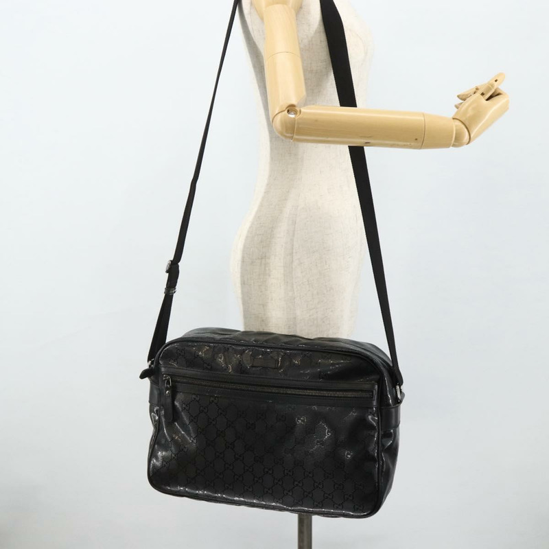 【日本直送】GUCCI GG 經典單肩包 PVC 黑色銀色 211107 Auth fm5312A-23