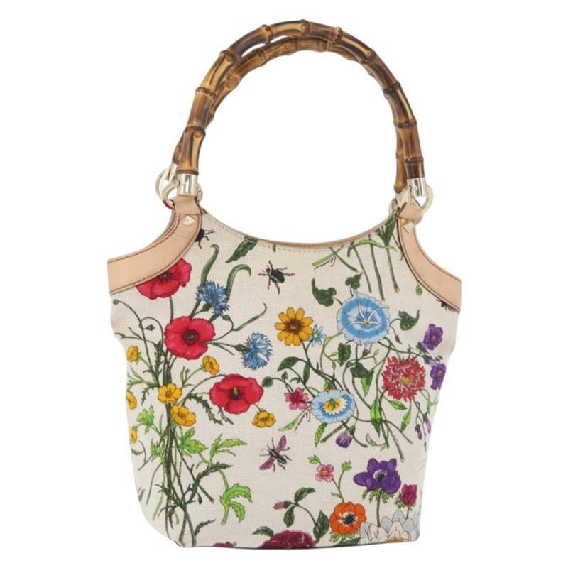 【日本直送】GUCCI Flora Bamboo 手提包 帆布 多色 金色 140203 正品 ka4212A-0