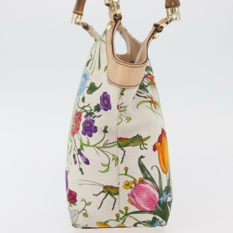 【日本直送】GUCCI Flora Bamboo 手提包 帆布 多色 金色 140203 正品 ka4212A-3