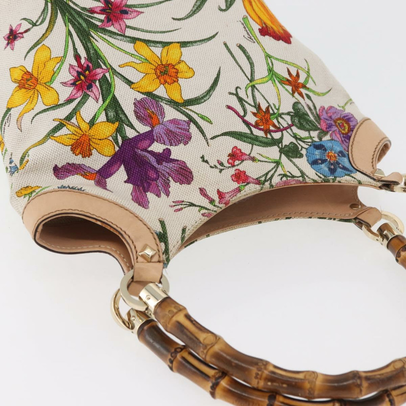 【日本直送】GUCCI Flora Bamboo 手提包 帆布 多色 金色 140203 正品 ka4212A-5