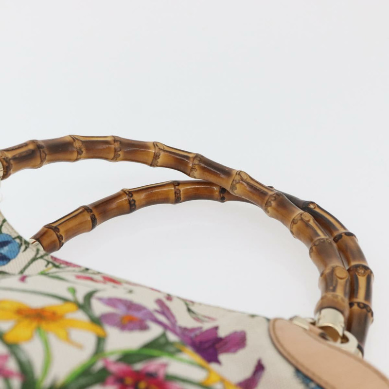【日本直送】GUCCI Flora Bamboo 手提包 帆布 多色 金色 140203 正品 ka4212A-7
