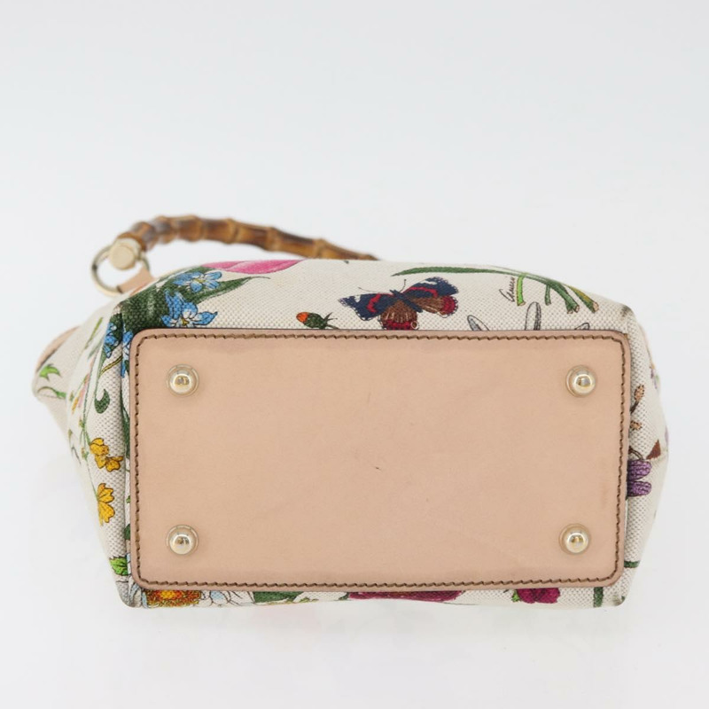 【日本直送】GUCCI Flora Bamboo 手提包 帆布 多色 金色 140203 正品 ka4212A-8
