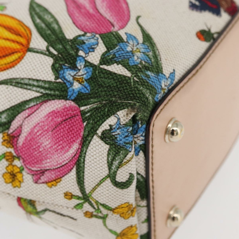 【日本直送】GUCCI Flora Bamboo 手提包 帆布 多色 金色 140203 正品 ka4212A-9