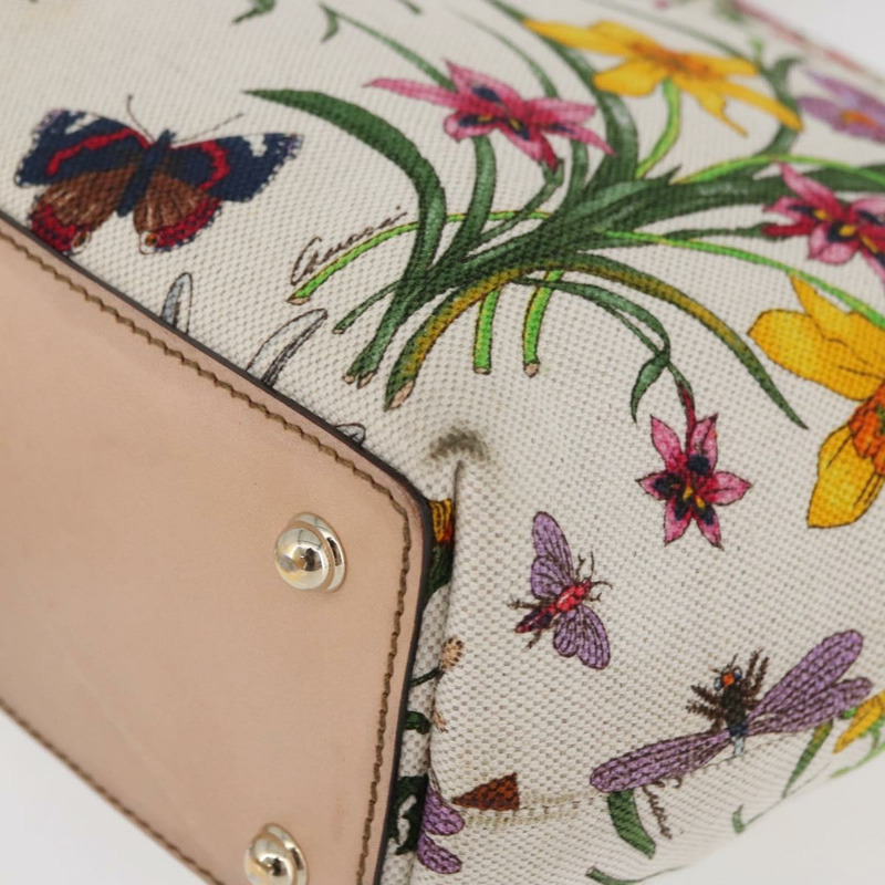 【日本直送】GUCCI Flora Bamboo 手提包 帆布 多色 金色 140203 正品 ka4212A-10
