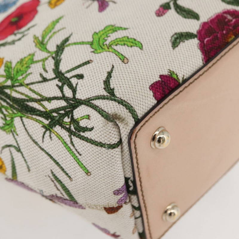 【日本直送】GUCCI Flora Bamboo 手提包 帆布 多色 金色 140203 正品 ka4212A-11