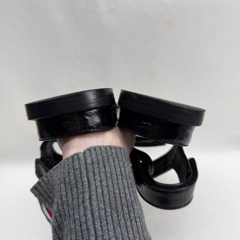 Chanel香奈兒 黑色全皮so black 魔術貼涼鞋 38碼-5
