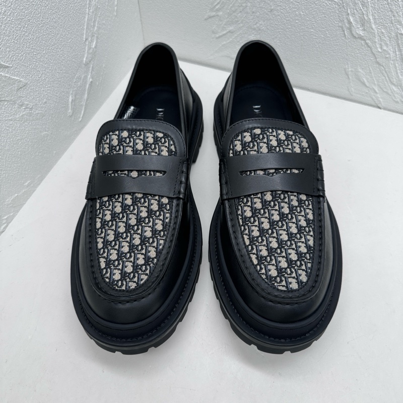閒置新 Dior迪奧explorer loafer探險者黑色牛皮拼老花休閒皮鞋，尺碼43碼，附件：盒子-1