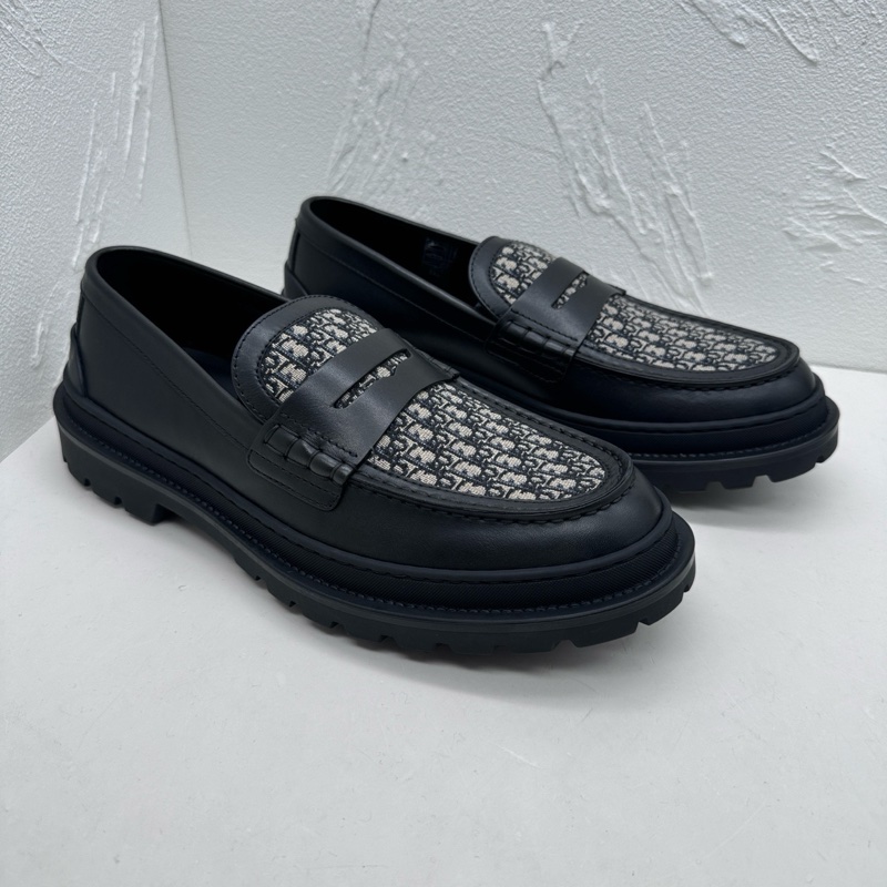 閒置新 Dior迪奧explorer loafer探險者黑色牛皮拼老花休閒皮鞋，尺碼43碼，附件：盒子-2