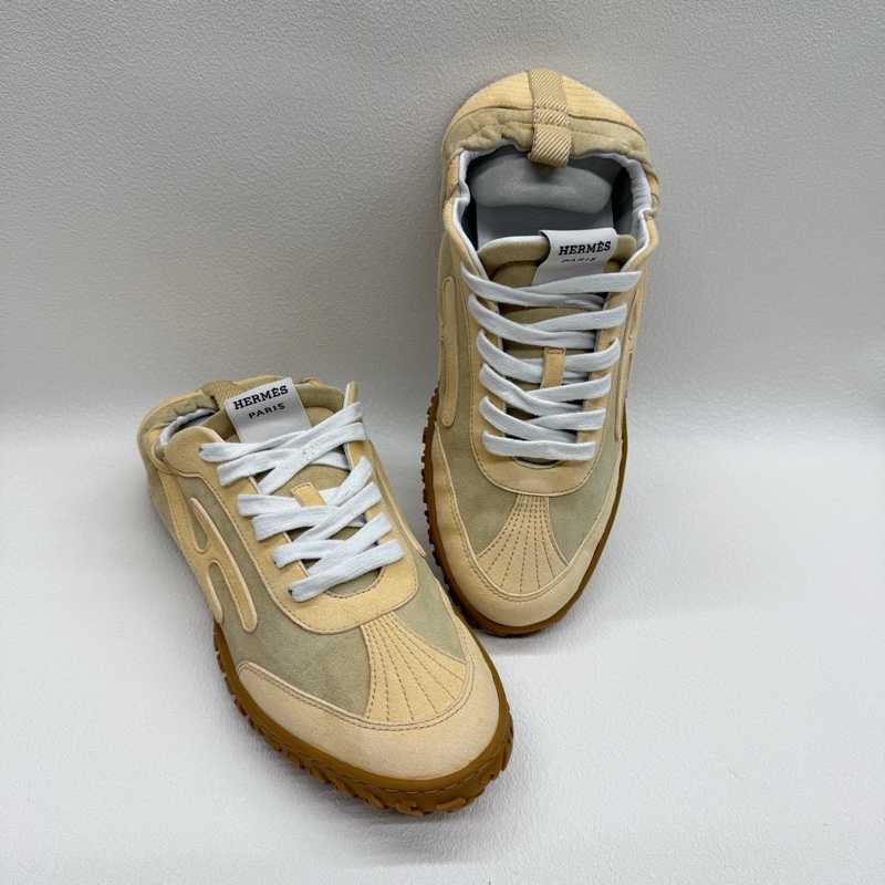 HERMES愛馬仕 Jet 皮革 圓頭系帶 德訓鞋 低幫 37碼-7
